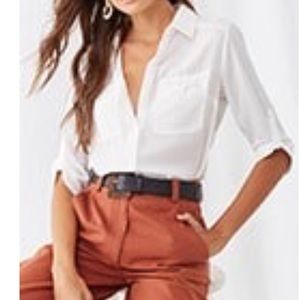 Semi-Sheer Collard Button Down